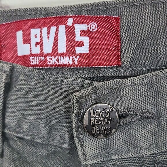 Levi's Red Tab 511 Skinny Gray Jeans Slim Fit Pant Stretch Denim Kids 14 27x27 - Picture 3 of 8